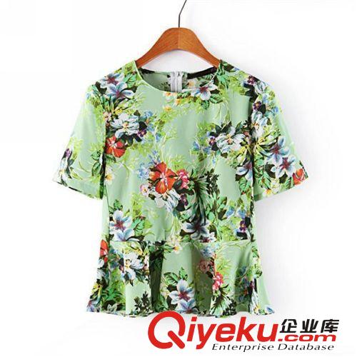 A40-00424 F.M.P 歐美夏季新款時尚黑底花朵腰部網(wǎng)紗拼接連衣裙