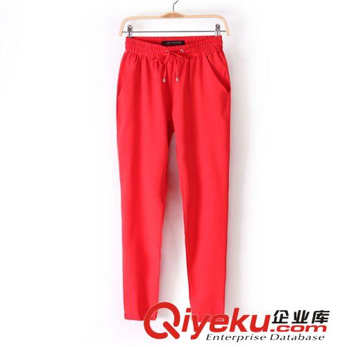 B40-99-069 F.M.P 歐美風(fēng)糖果色松緊腰抽繩雪紡休閑  長(zhǎng)褲原始圖片2