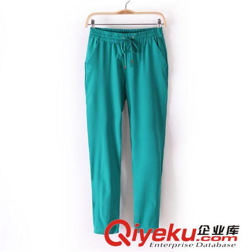 B40-99-069 F.M.P 歐美風(fēng)糖果色松緊腰抽繩雪紡休閑  長(zhǎng)褲原始圖片3