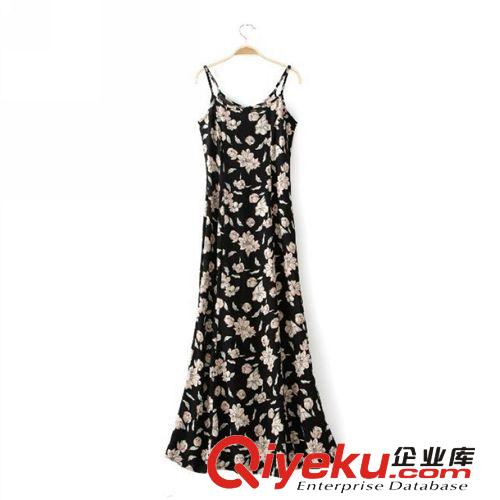 A106-00234 F.M.P 歐美夏季新款時尚修身藍(lán)色樹枝小鳥無袖連衣裙