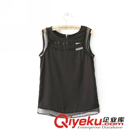 B24-99-070 F.M.P 歐美夏季新款時(shí)尚百搭后拉鏈歐根紗拼接小背心原始圖片2