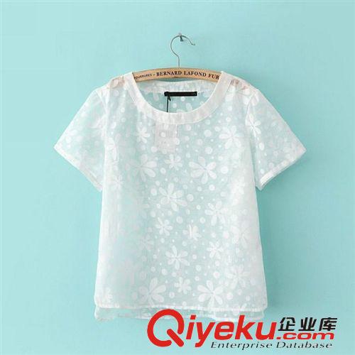 B99-00048 F.M.P 歐洲站夏季新款時尚優(yōu)雅圓點花朵ts短袖T恤原始圖片2