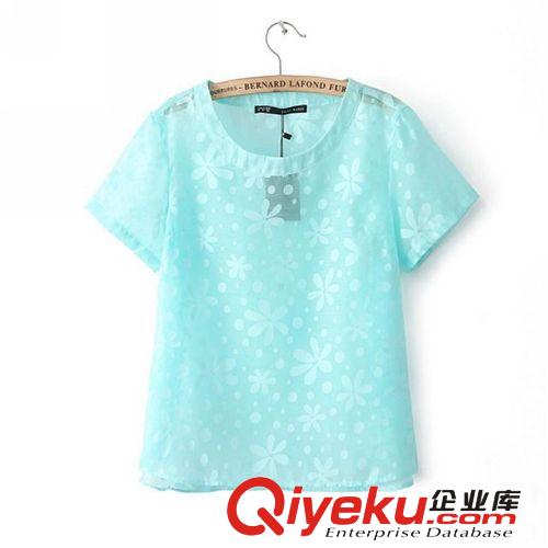 B99-00048 F.M.P 歐洲站夏季新款時尚優(yōu)雅圓點花朵ts短袖T恤原始圖片3