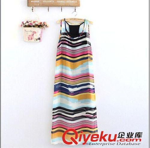 A23-99-035 F.M.P 歐美風(fēng)時(shí)尚彩虹條紋兩件套背心連衣裙原始圖片2