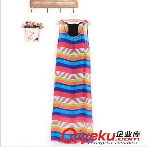 A23-99-035 F.M.P 歐美風(fēng)時(shí)尚彩虹條紋兩件套背心連衣裙原始圖片3