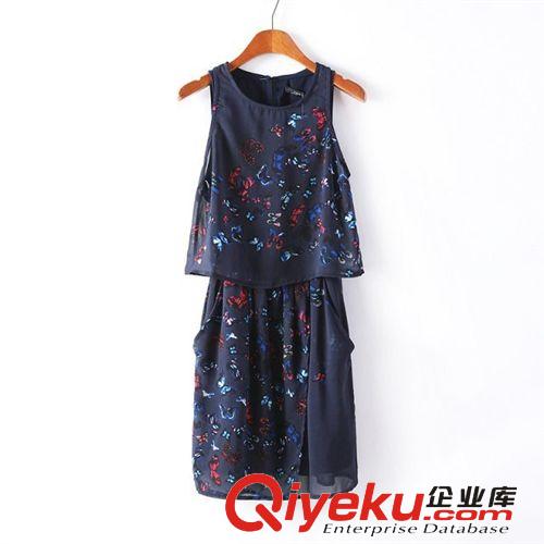 A40-97-056 F.M.P 歐美夏季新款時(shí)尚百搭定位蝴蝶印花連衣裙