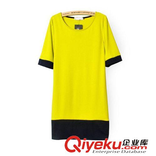 A163-96-047 F.M.P 歐美氣質(zhì)拼色短袖簡約款連衣裙