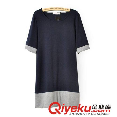 A163-96-047 F.M.P 歐美氣質(zhì)拼色短袖簡約款連衣裙