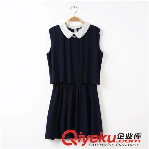 A03-96-075 F.M.P 時尚甜美白色娃娃領(lǐng)假兩件百褶無袖連衣裙原始圖片3