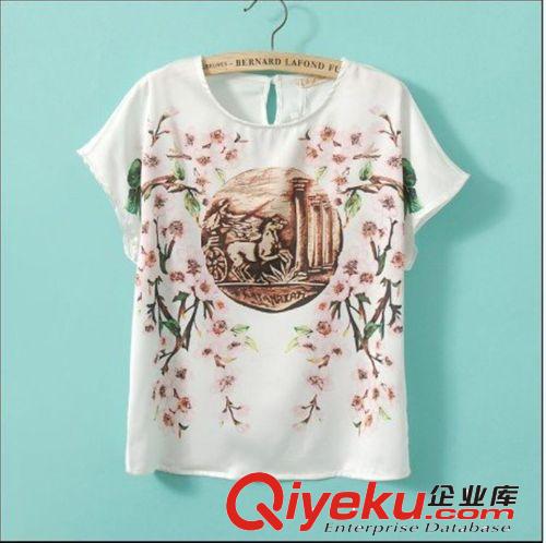D23-95-060 F.M.P 歐美風(fēng)時(shí)尚走秀定位印花蝙蝠袖襯衫
