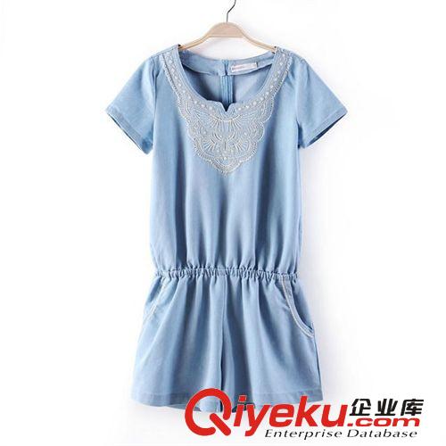 B25-96-020 F.M.P 歐美風(fēng)夏季新款潮流時尚刺繡牛仔連體褲原始圖片3