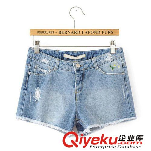 B55-95-037 F.M.P 歐美風口袋刺繡娃娃拉絲牛仔短褲原始圖片3