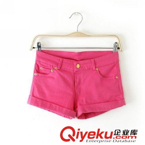 B07-94-048 F.M.P 夏季新款歐美風(fēng)糖果色卷邊休閑短褲