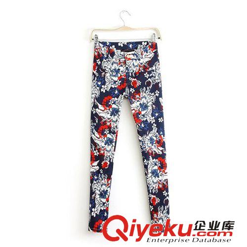 B07-92-082 F.M.P 夏季新款歐美時尚百搭紅白印花休閑長褲原始圖片3