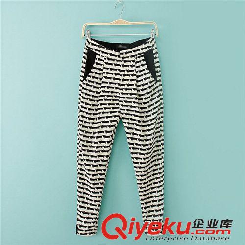 B168-92-096 F.M.P 夏季新品歐美時(shí)尚百搭貓咪條紋雪紡哈倫褲原始圖片2