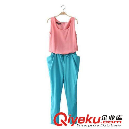 B163-89-051 F.M.P 2014歐美夏季新款時尚撞色拼接哈倫連體褲原始圖片2