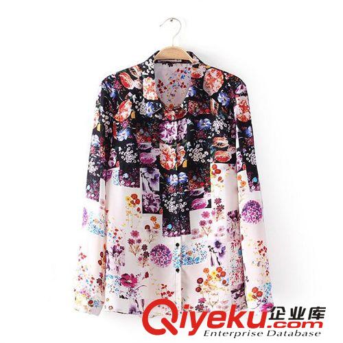 D145-88-098 【9094】2014夏季新款時(shí)尚花朵圖案印花長(zhǎng)袖襯衫原始圖片3