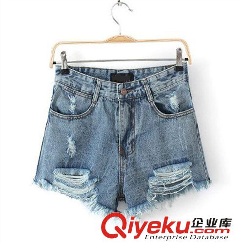 B152-86-051 F.M.P 【1016】歐美風(fēng)磨破拉絲兩色牛仔短褲