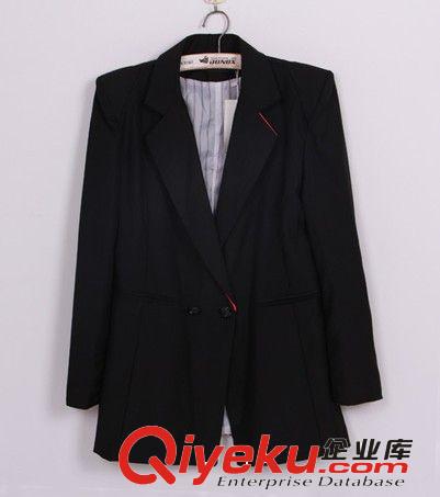 E03-8-034街拍F.M.P領(lǐng)邊拼接橫排兩粒扣西服 黑色 女式西裝