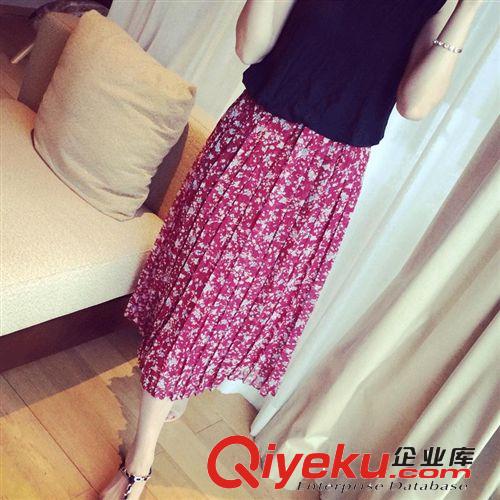 【夏季清倉】夏季新品復古文藝 碎花打皺雪紡半身長裙子 Q18#
