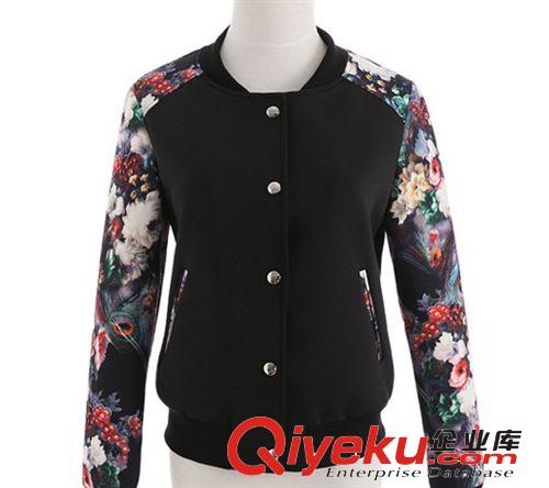 2014秋裝新款女裝民族風印花短款薄外套棒球服女夾克上衣