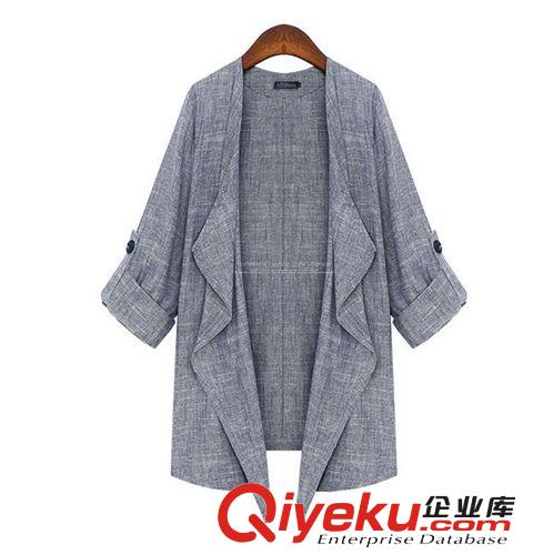 2014秋裝新款歐美修身大牌顯瘦上衣七分袖披肩外套百搭開衫女原始圖片2