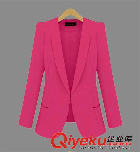 2014歐美站女裝 修身雙層領(lǐng)長(zhǎng)袖小西裝 小西服