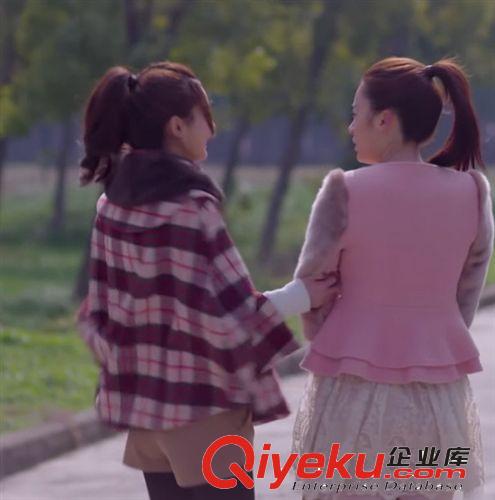 杉杉來(lái)了趙麗穎薛杉杉同款韓版毛呢格子百搭斗篷大衣外套原始圖片2