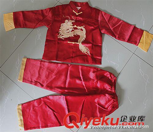 批發(fā)唐裝 兒童唐裝套 ，軍綠男童繡龍童裝 寶寶唐裝  表演服禮服原始圖片2