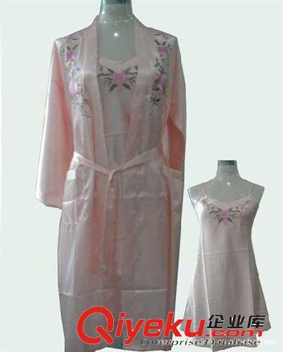 批發(fā)唐裝睡袍，絲綢睡裙，絲綢繡花兩件套浴衣，時(shí)尚內(nèi)衣 絲綢睡原始圖片2