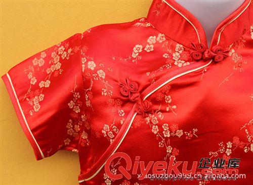 批發(fā)兒童梅花旗袍大紅新年禮服