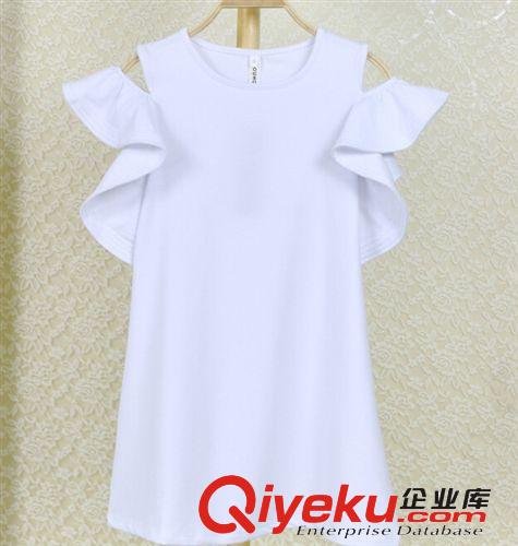 2014春季新款連衣裙日韓女裝批發(fā) 寬松荷葉邊 小飛袖 露肩連衣裙