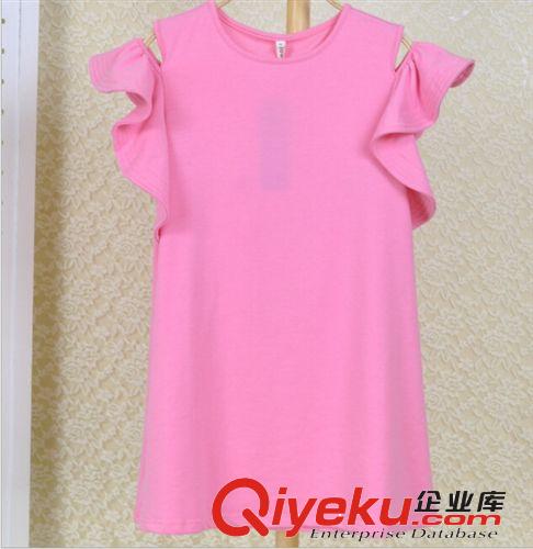 2014春季新款連衣裙日韓女裝批發(fā) 寬松荷葉邊 小飛袖 露肩連衣裙