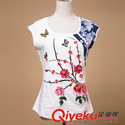 清倉！不退換！蝶雙飛 原創(chuàng)品牌女裝夏季新品 gd刺繡 T恤 短袖