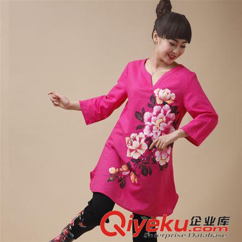爆款！花顏月貌 中國風(fēng)復(fù)古 青花瓷棉麻刺繡 夏季純棉單層連衣裙
