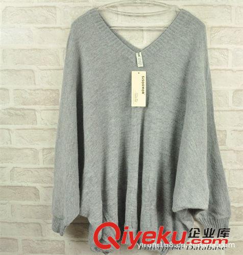 歐美秋冬新款 兔毛蝙蝠袖寬松大碼毛衣原始圖片2