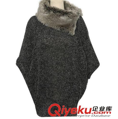 2014秋冬新款 大毛領(lǐng) 寬松蝙蝠袖 休閑時(shí)尚大版毛衣原始圖片2