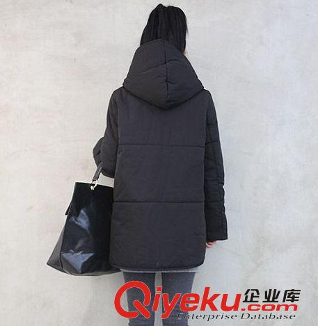 2014冬裝 中長款加厚連帽棉衣 棉襖 帶帽韓版雙排扣棉衣