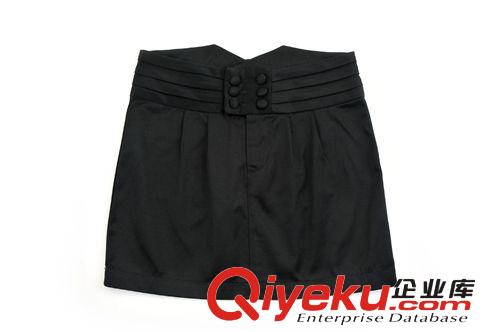 2014夏季新款半身裙 層疊中高腰修身復(fù)古短裙 卡其色黑色A字裙棉原始圖片3