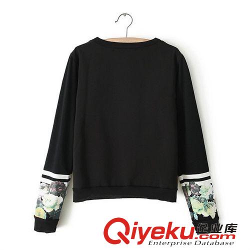 SINGKBEE 4J023 2014春季女裝歐美風(fēng)字母花朵印花圓領(lǐng)長袖衛(wèi)衣原始圖片2