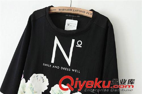 SINGKBEE 4J023 2014春季女裝歐美風(fēng)字母花朵印花圓領(lǐng)長袖衛(wèi)衣原始圖片3