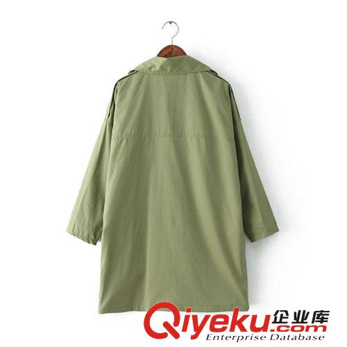 SINGKBEE 4S001 2014秋冬新款歐美風(fēng)寬松純色中長(zhǎng)款風(fēng)衣大衣女原始圖片2
