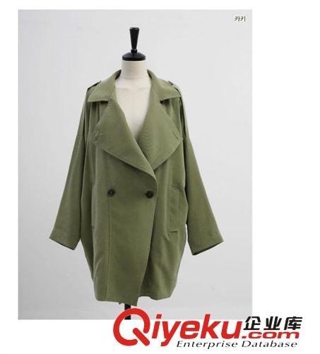 SINGKBEE 4S001 2014秋冬新款歐美風(fēng)寬松純色中長(zhǎng)款風(fēng)衣大衣女原始圖片3