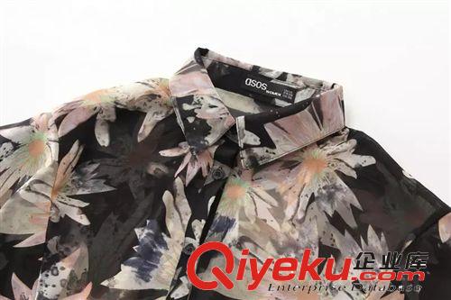 SINGKBEE 4S014 2014秋新款歐美風墨菊印花飄逸中長款襯衫襯衣原始圖片3