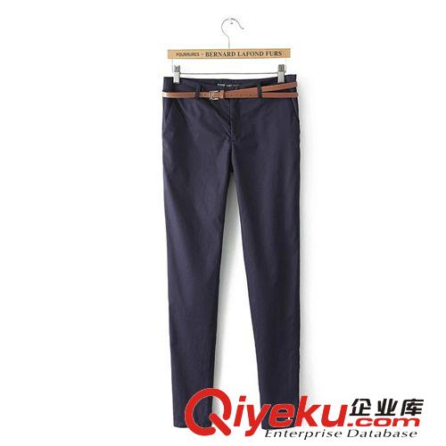 SINGKBEE 4L141 2014春夏新款歐美純色萊卡棉褲休閑褲送腰帶原始圖片2