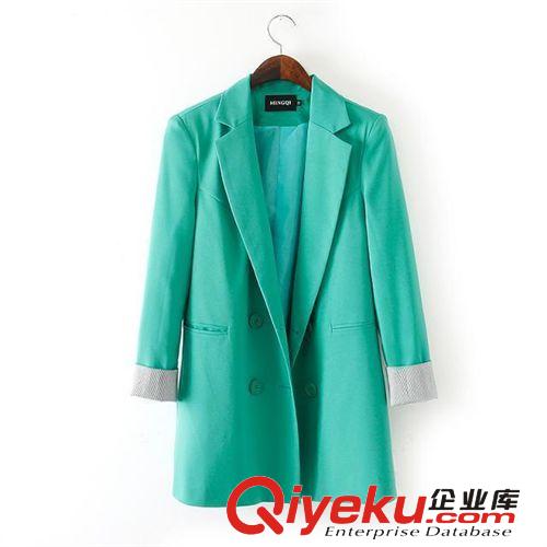 SINGKBEE 4L139 2014秋季加大碼寬松中長款雙排扣西服西裝外套女原始圖片2
