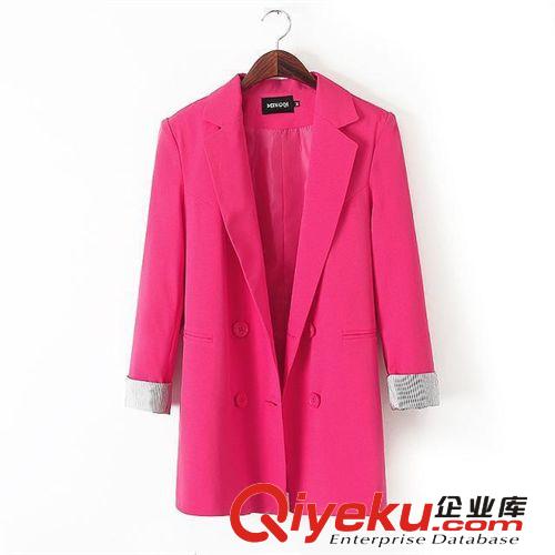 SINGKBEE 4L139 2014秋季加大碼寬松中長款雙排扣西服西裝外套女原始圖片3