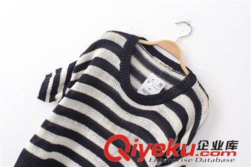 SINGKBEE 4L189 2014秋冬新款寬松短袖黑白條紋蝙蝠針織衫毛衣女原始圖片3