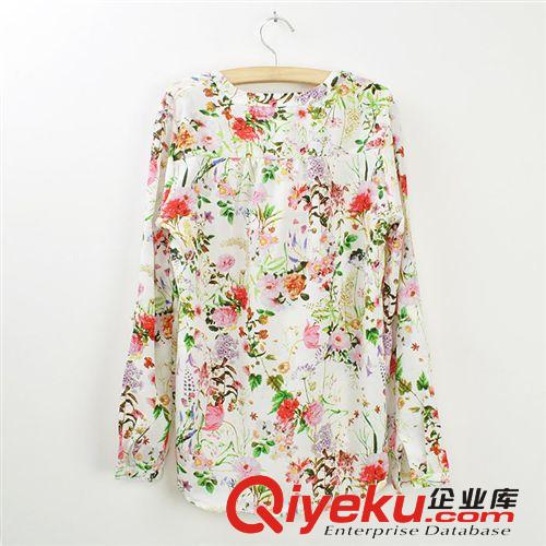 SINGKBEE 2-81202 秋季歐美女裝 田園碎花印花 女士長袖襯衫襯衣原始圖片2
