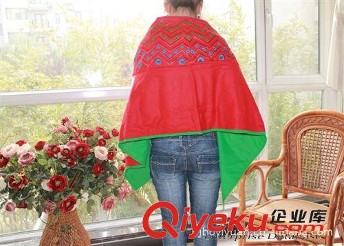 帛衣苑 中國風 改良秋冬女裝民族異域風毛呢繡花披肩外套雙層原始圖片3